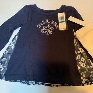 Tommy Hilfiger NWT 2 piece dress/tights set. Navy and white. Sz 24 month